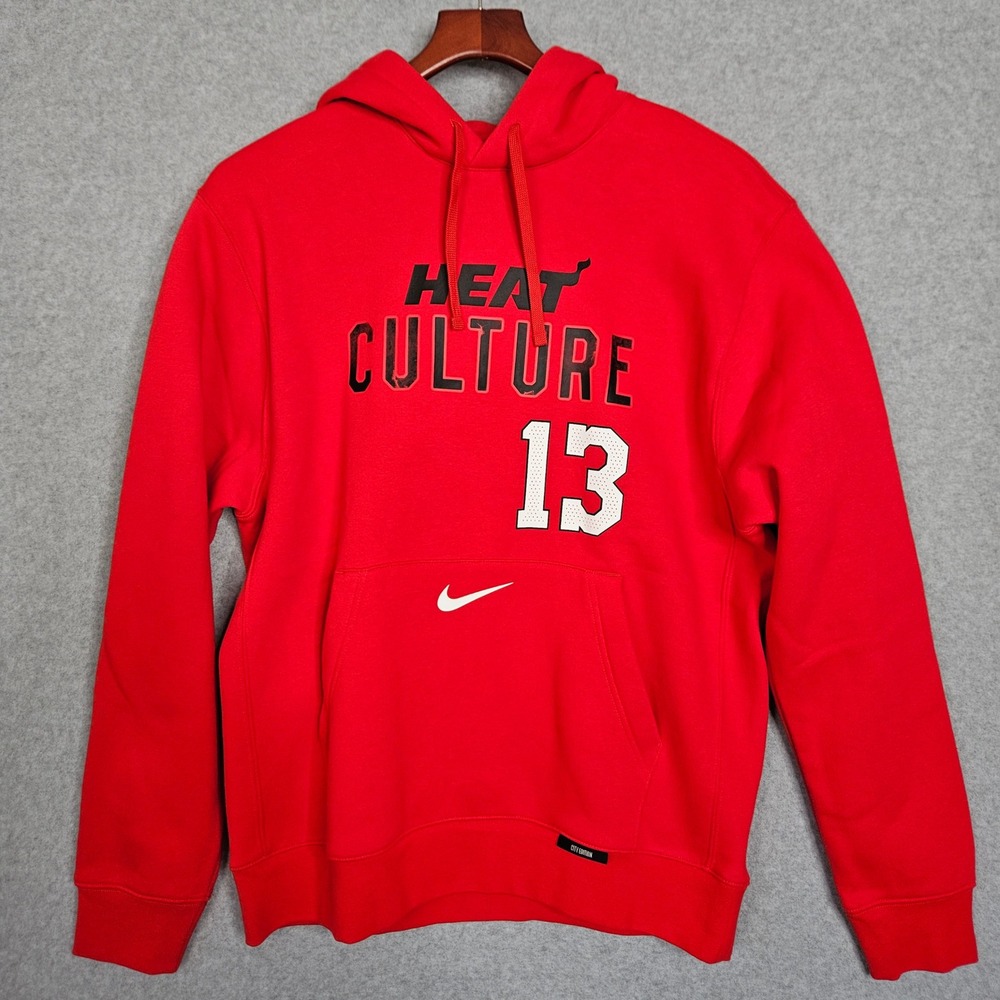Nike Miami Heat Culture #13 Bam Adebayo Red Hoodie NBA‎ Mens Size Med FZ0556-659